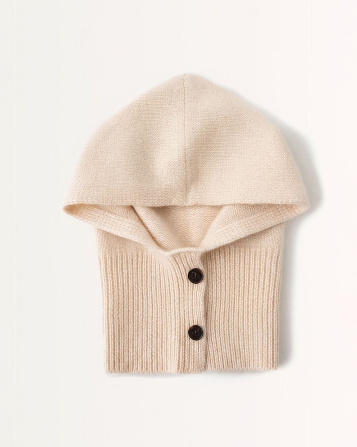 Pure Cashmere Knitted Hat with Front Button Detail – view 3