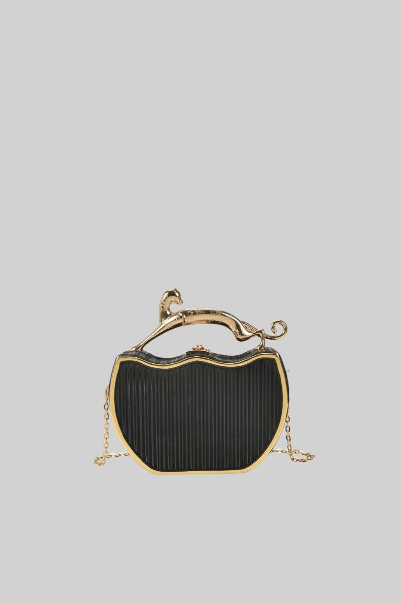 Structured Box Bag with Metallic Leopard Detail – Black – view 1