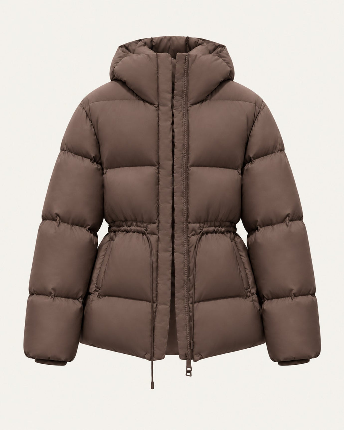 New York Mid-Length Hooded Goose Down Puffer Jacket with Fleece Lining