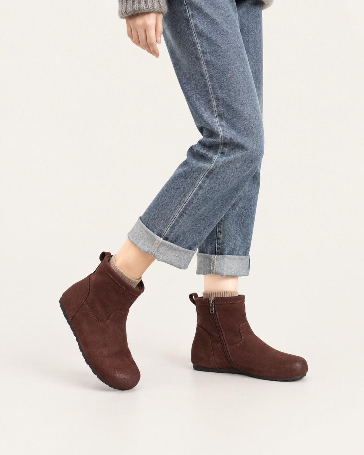 Retro Nubuck Leather Hidden Wedge Ankle Boots with Pigskin Lining – view 3