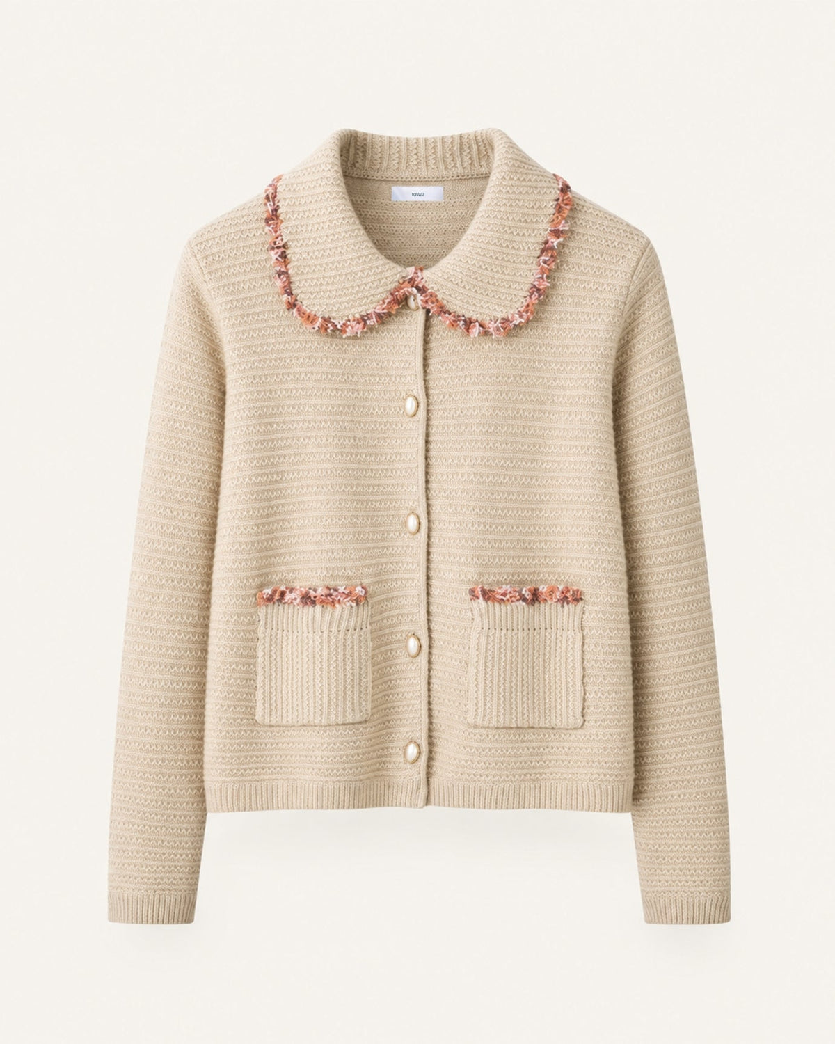 Thick Cashmere Structured Cardigan with Peter Pan Collar – view 6