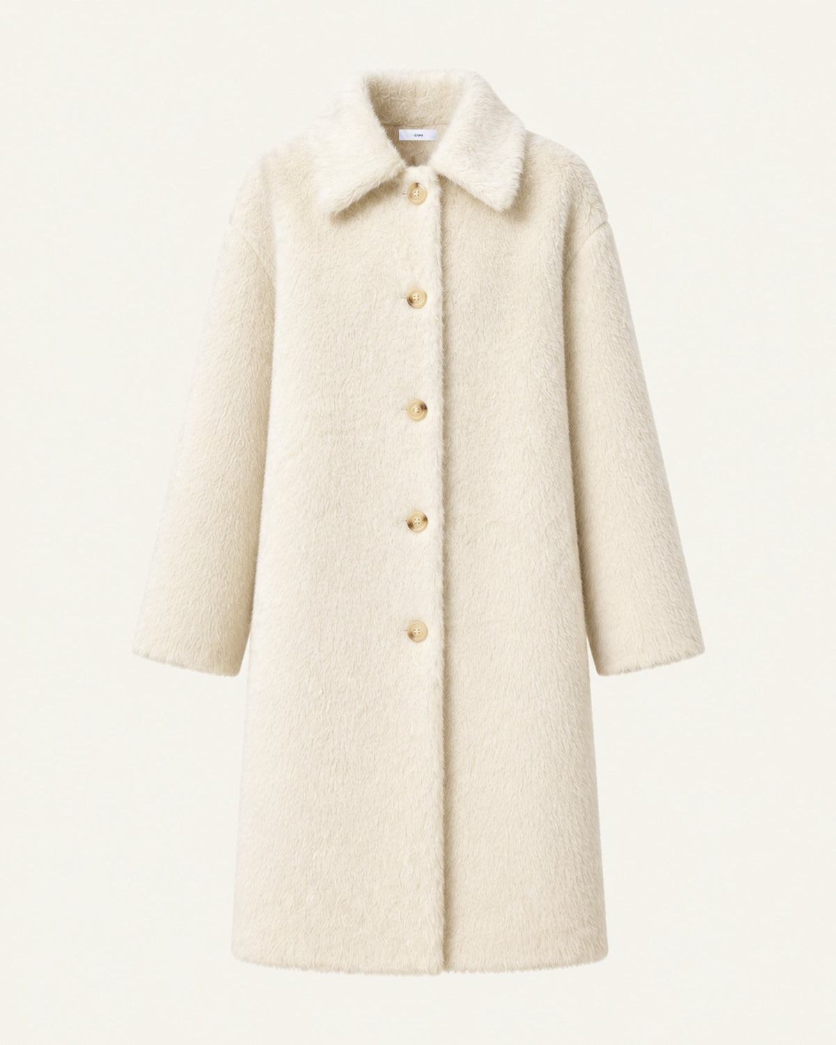 Relaxed Mid-Length Suri Alpaca Single-Button Lapel Coat – Pearl White – view 1