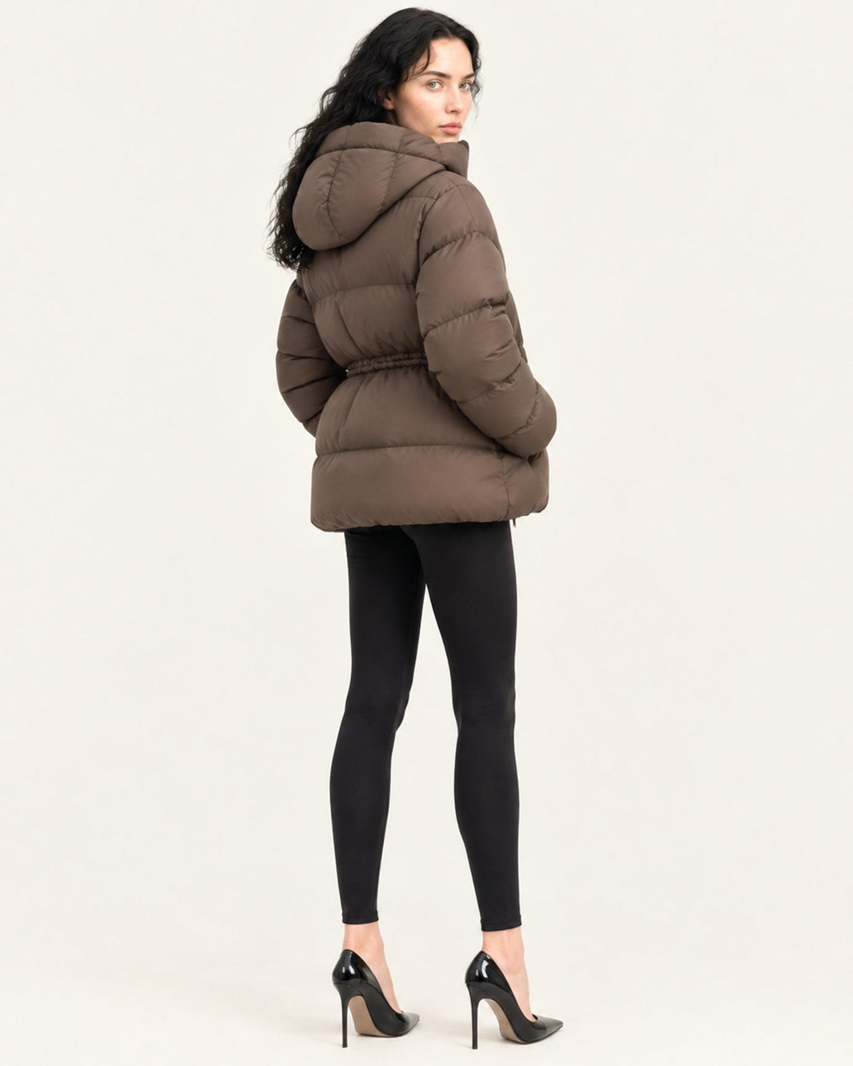 New York Mid-Length Hooded Goose Down Puffer Jacket with Fleece Lining – view 3