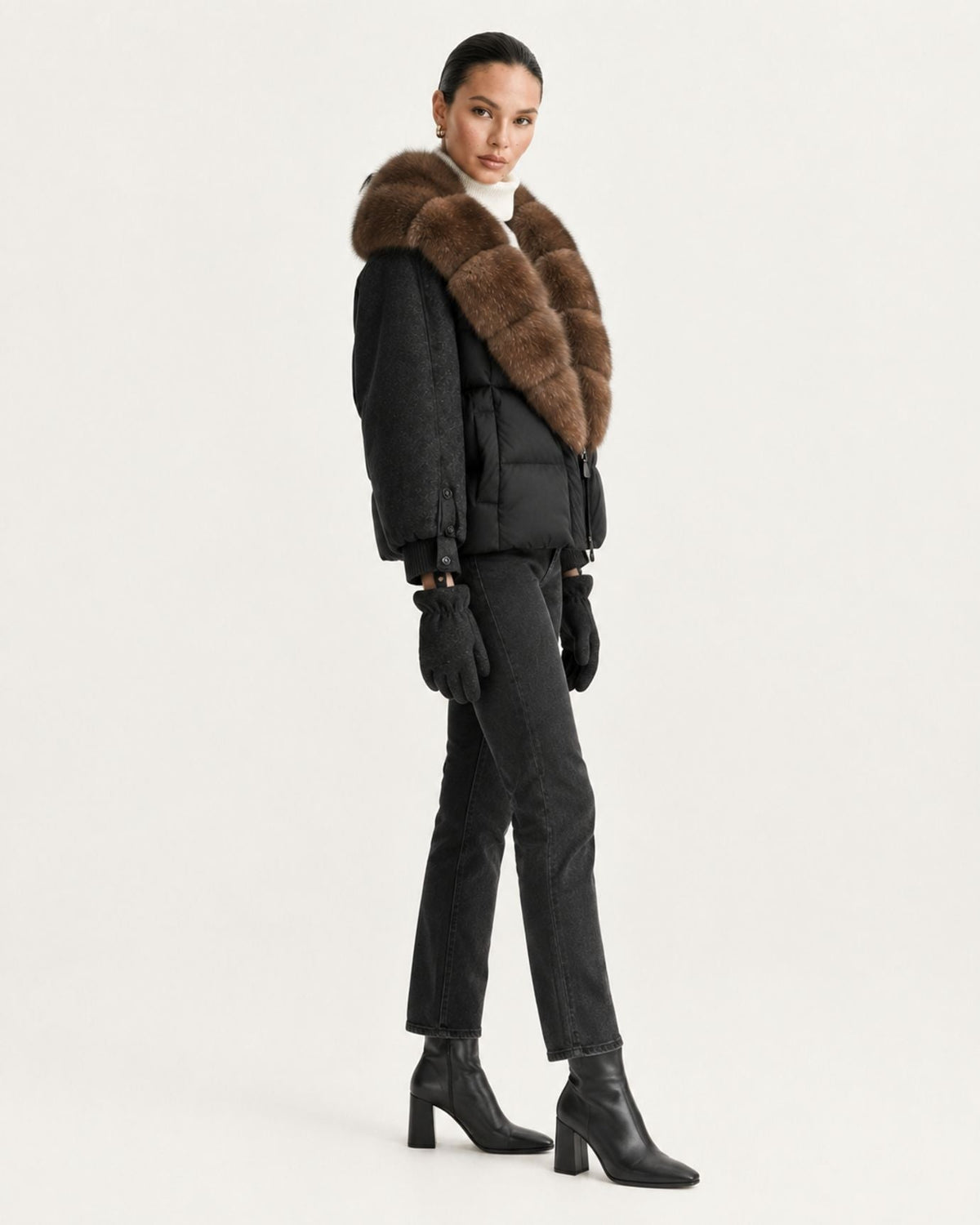 NY Quilted Duck Down Puffer Jacket with Detachable Collar – view 7