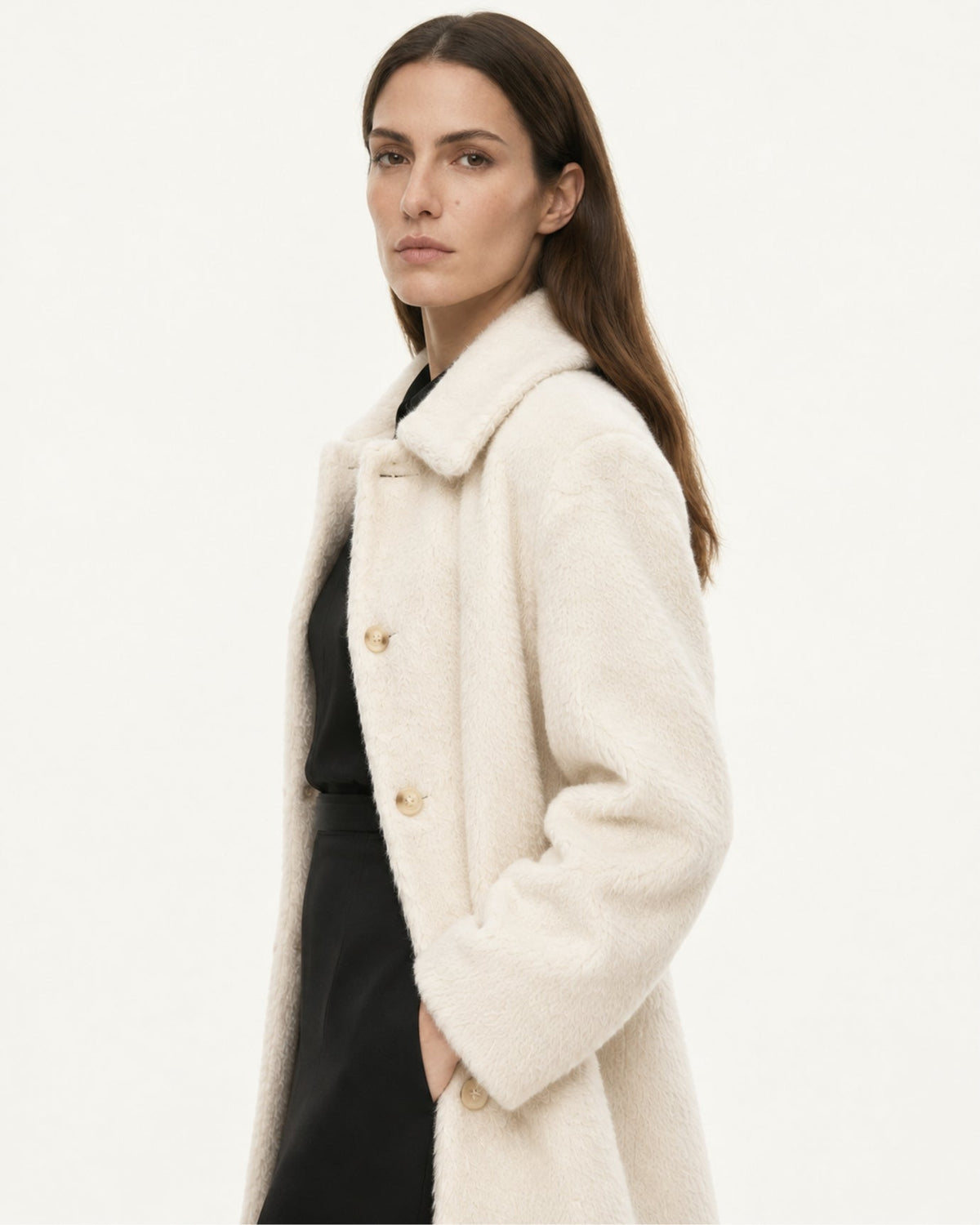 Relaxed Mid-Length Suri Alpaca Single-Button Lapel Coat – view 3