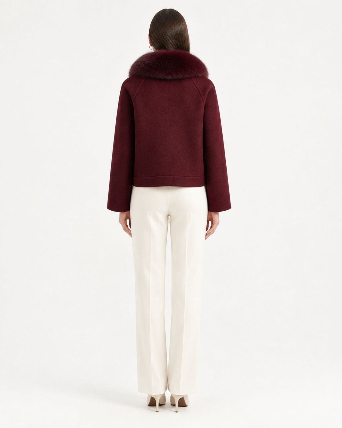 Short Double-Faced Wool Coat with Single Button – view 9