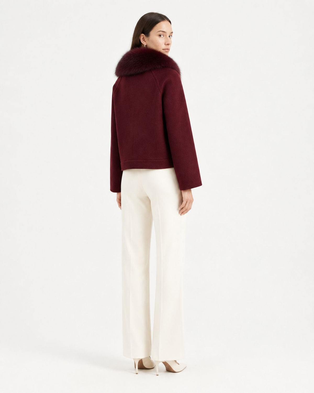Short Double-Faced Wool Coat with Single Button – view 10