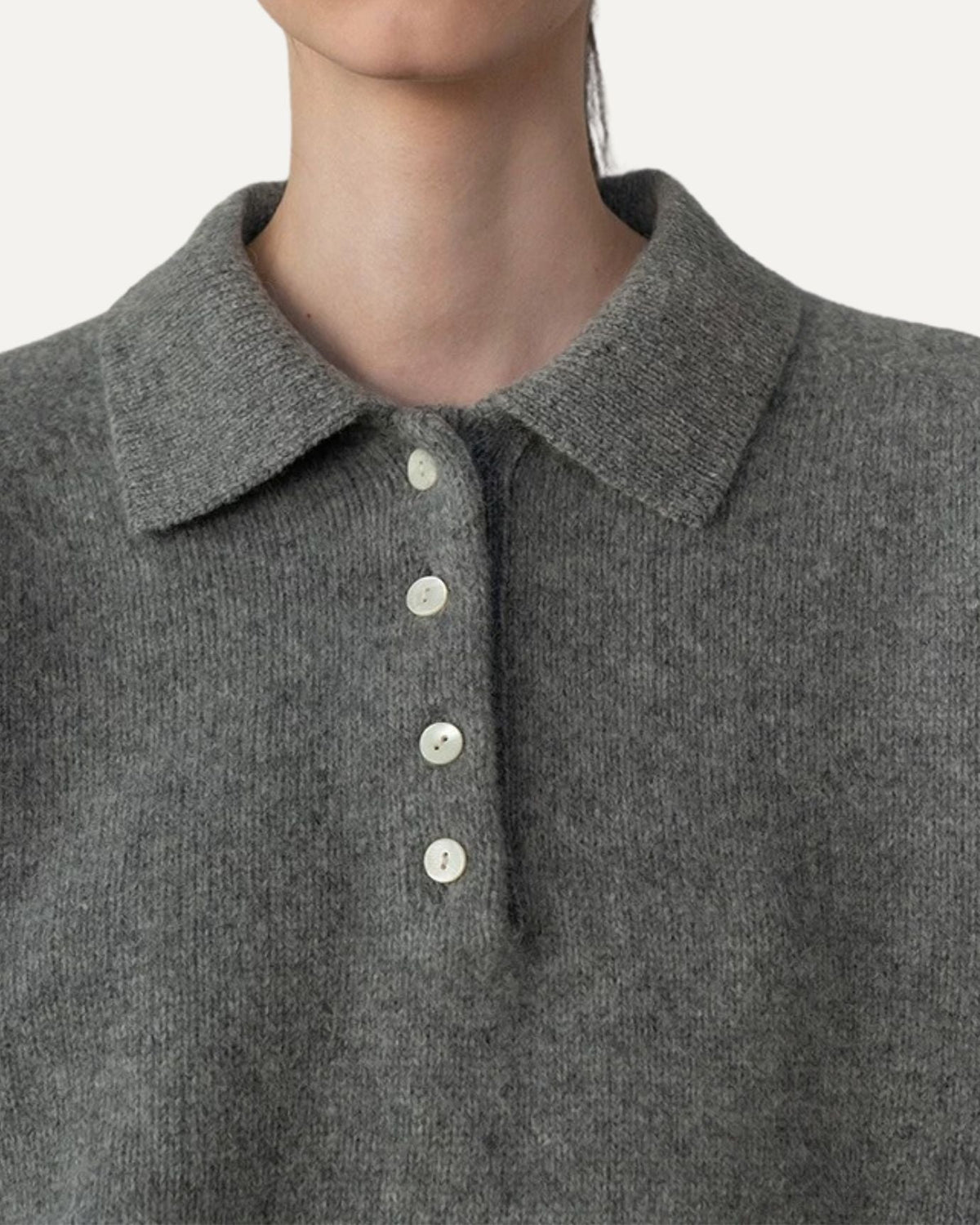 Lina Relaxed Fit Button Polo Collar Knit Jumper – view 3