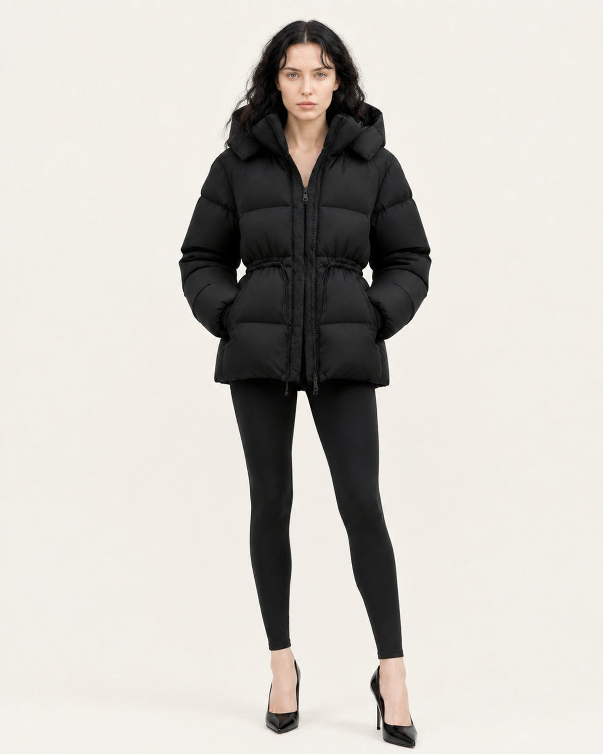 New York Mid-Length Hooded Goose Down Puffer Jacket with Fleece Lining – view 5