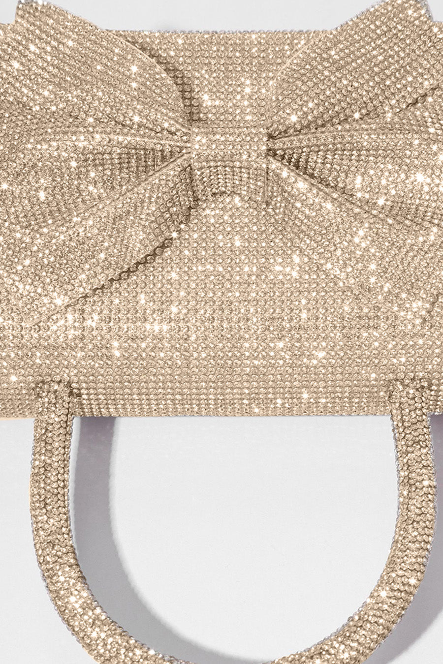 Rhinestone Bow Clutch with Curved Handle and Chain Strap – Gold – view 2