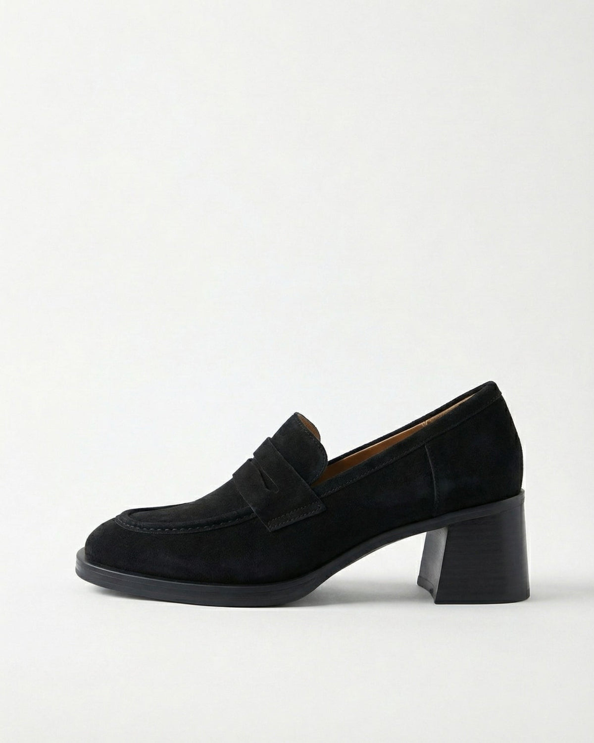 Franziska Heeled Cowhide Leather Loafers with Velvet Lining