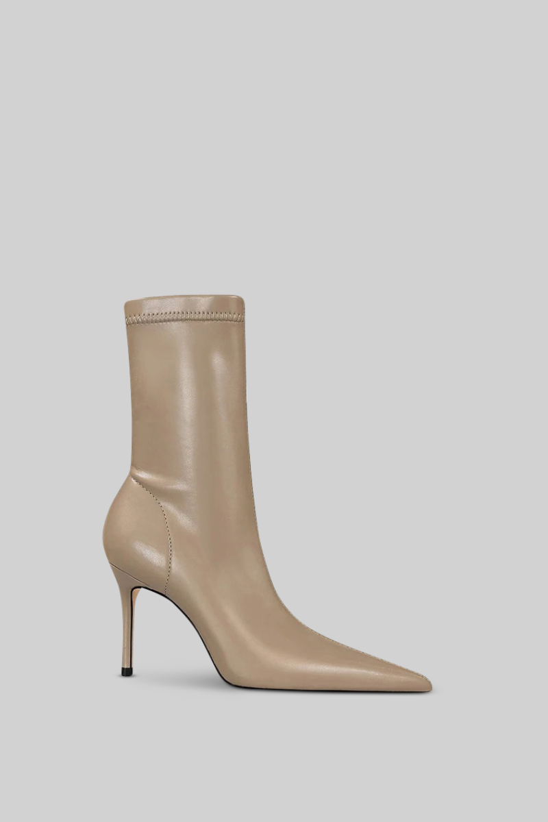 Stiletto Ankle Boots with 7.5cm Heel and 19cm Shaft – Beige – view 2