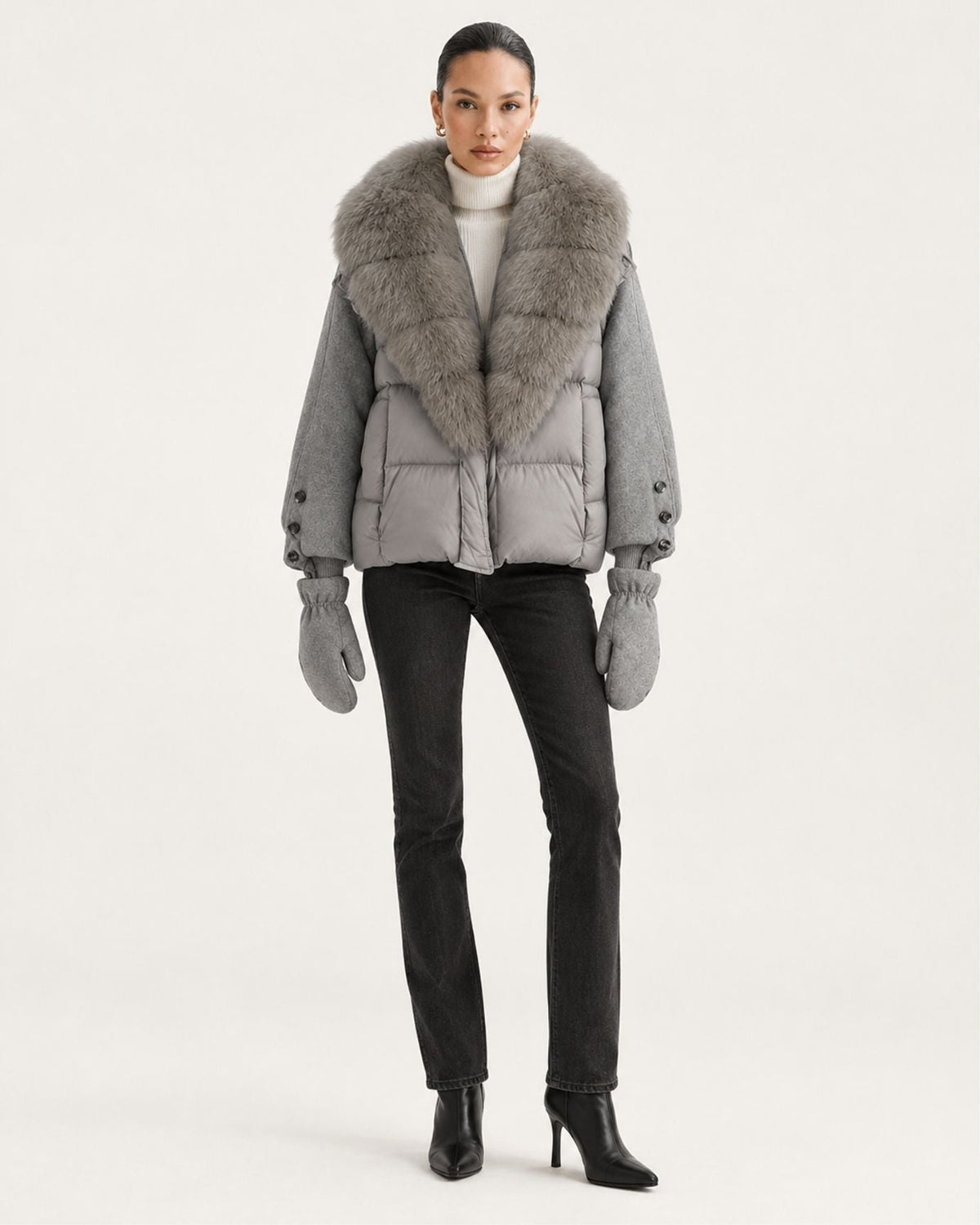 NY Quilted Duck Down Puffer Jacket with Detachable Collar – view 17