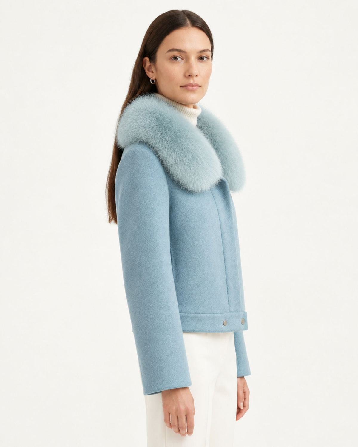 Short Double-Faced Wool Coat with Single Button – view 3