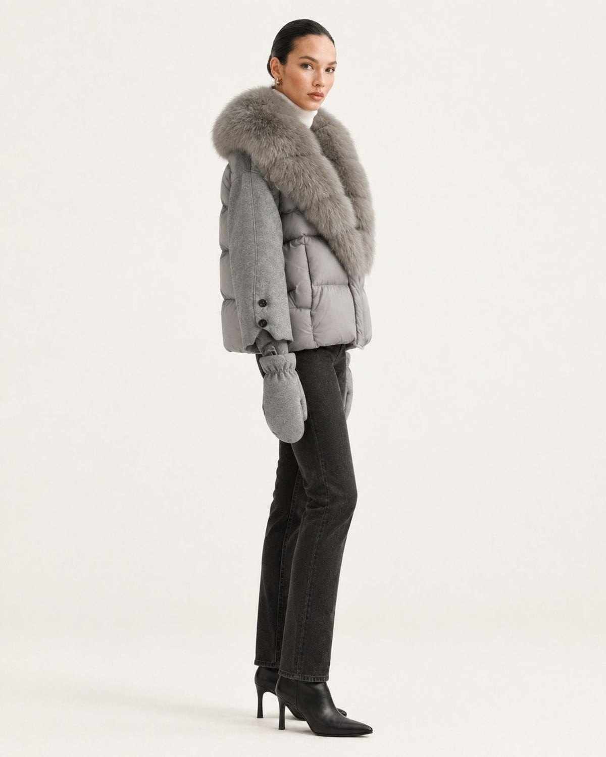 NY Quilted Duck Down Puffer Jacket with Detachable Collar – view 18