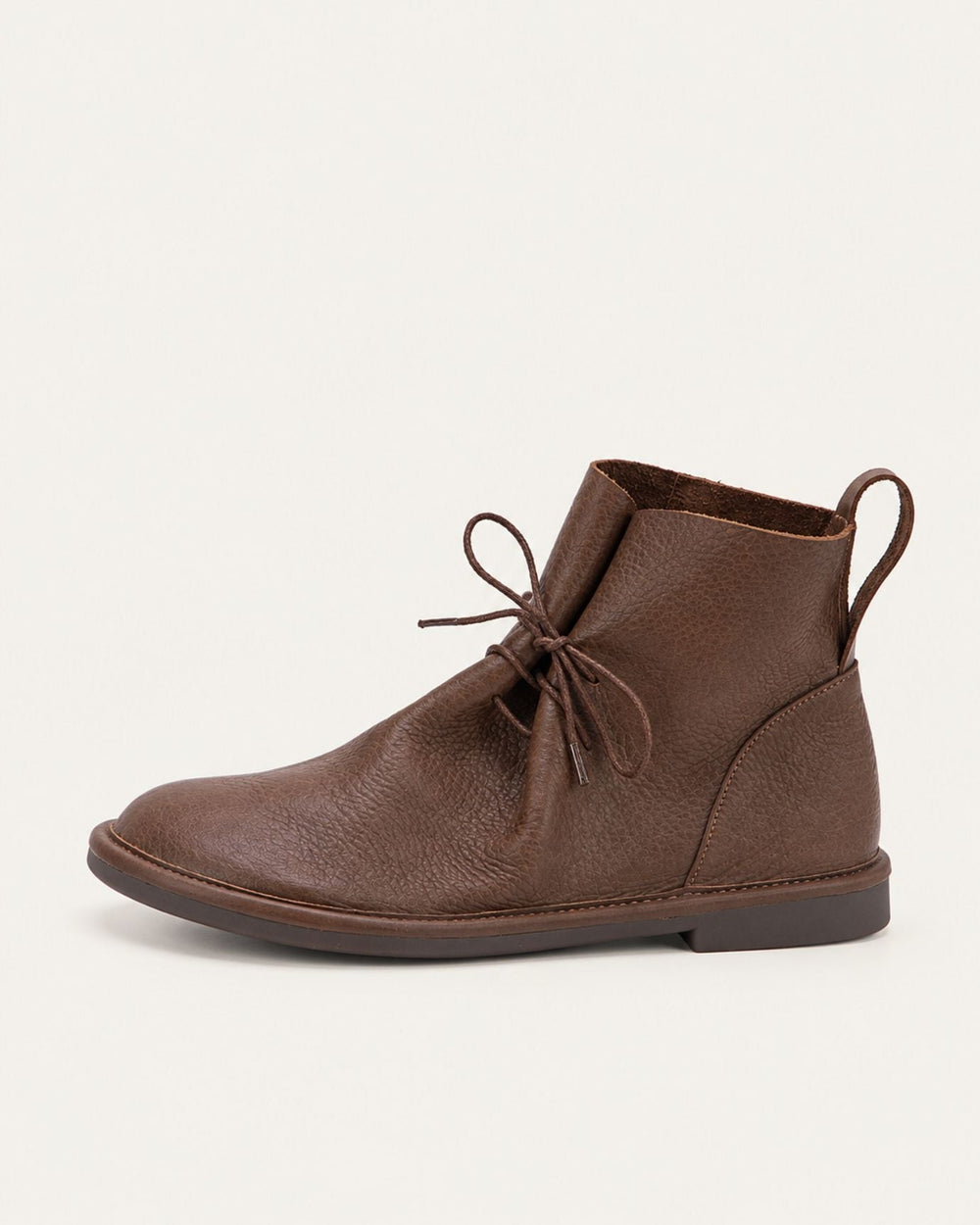 Handmade Sleek Top-Grain Leather Pull-On Ankle Boots