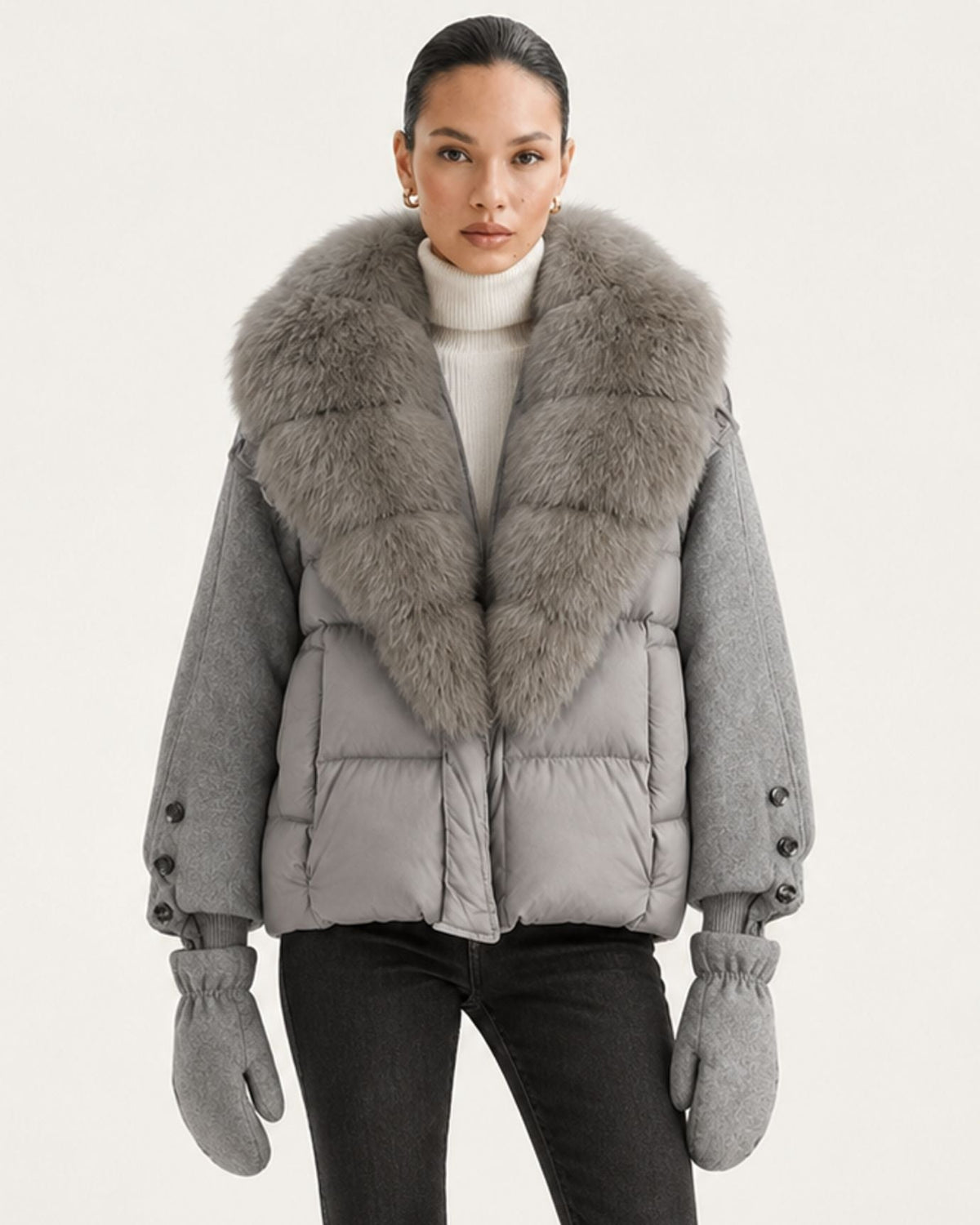 NY Quilted Duck Down Puffer Jacket with Detachable Collar – view 19