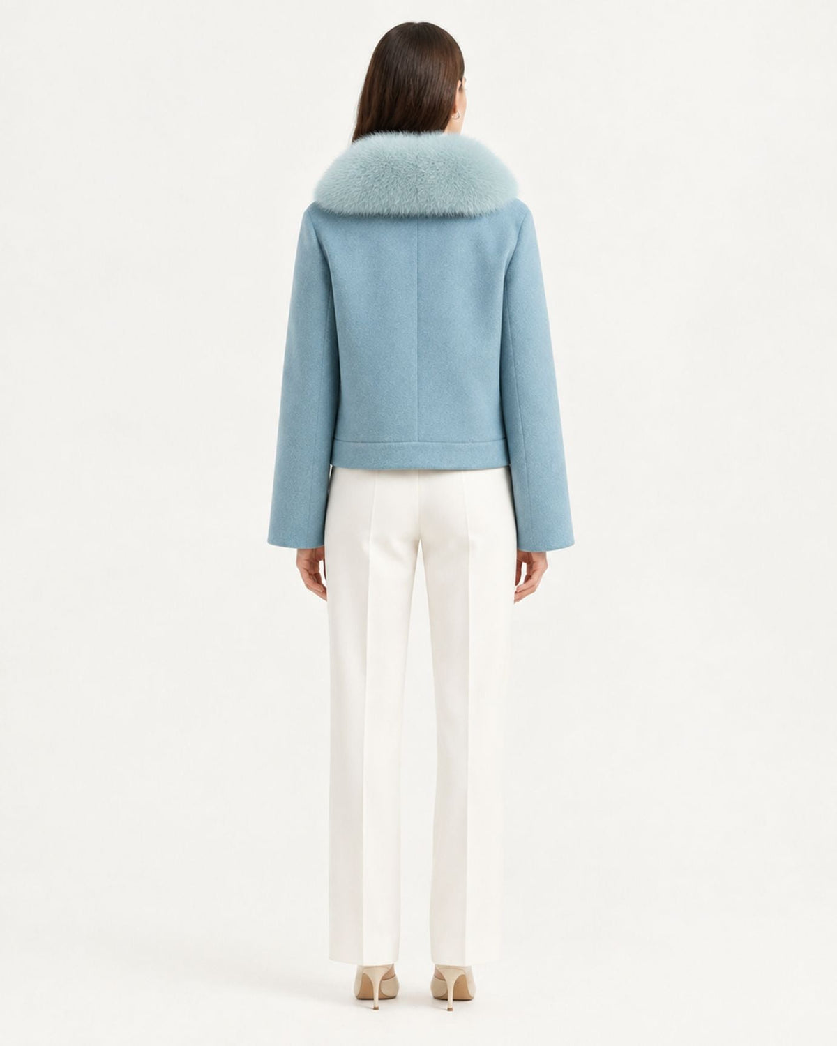 Short Double-Faced Wool Coat with Single Button – view 4