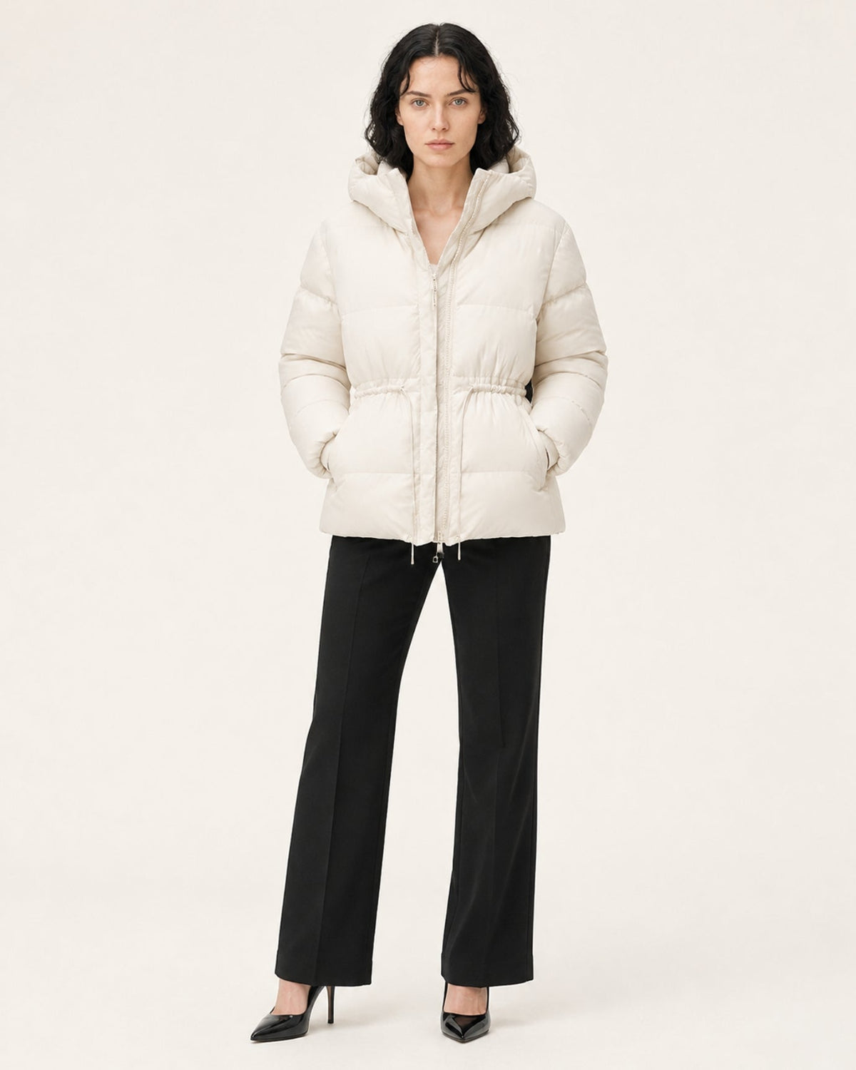 New York Mid-Length Hooded Goose Down Puffer Jacket with Fleece Lining – view 9