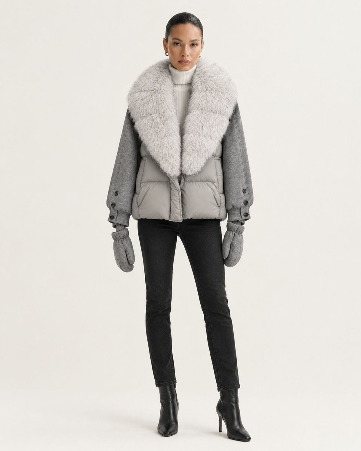 NY Quilted Duck Down Puffer Jacket with Detachable Collar – view 21