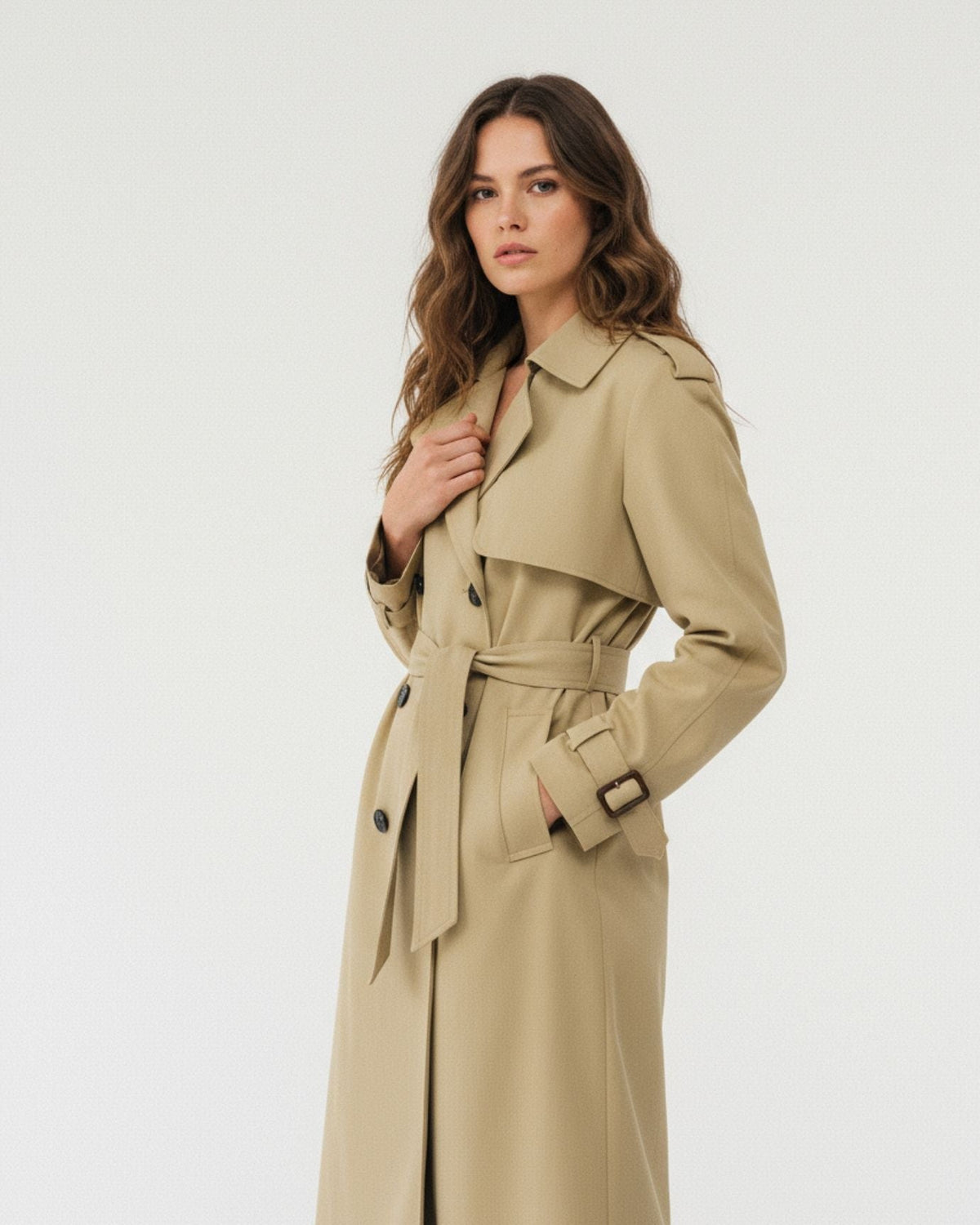 Double-Breasted Belted Water-Resistant Trench Coat – view 6