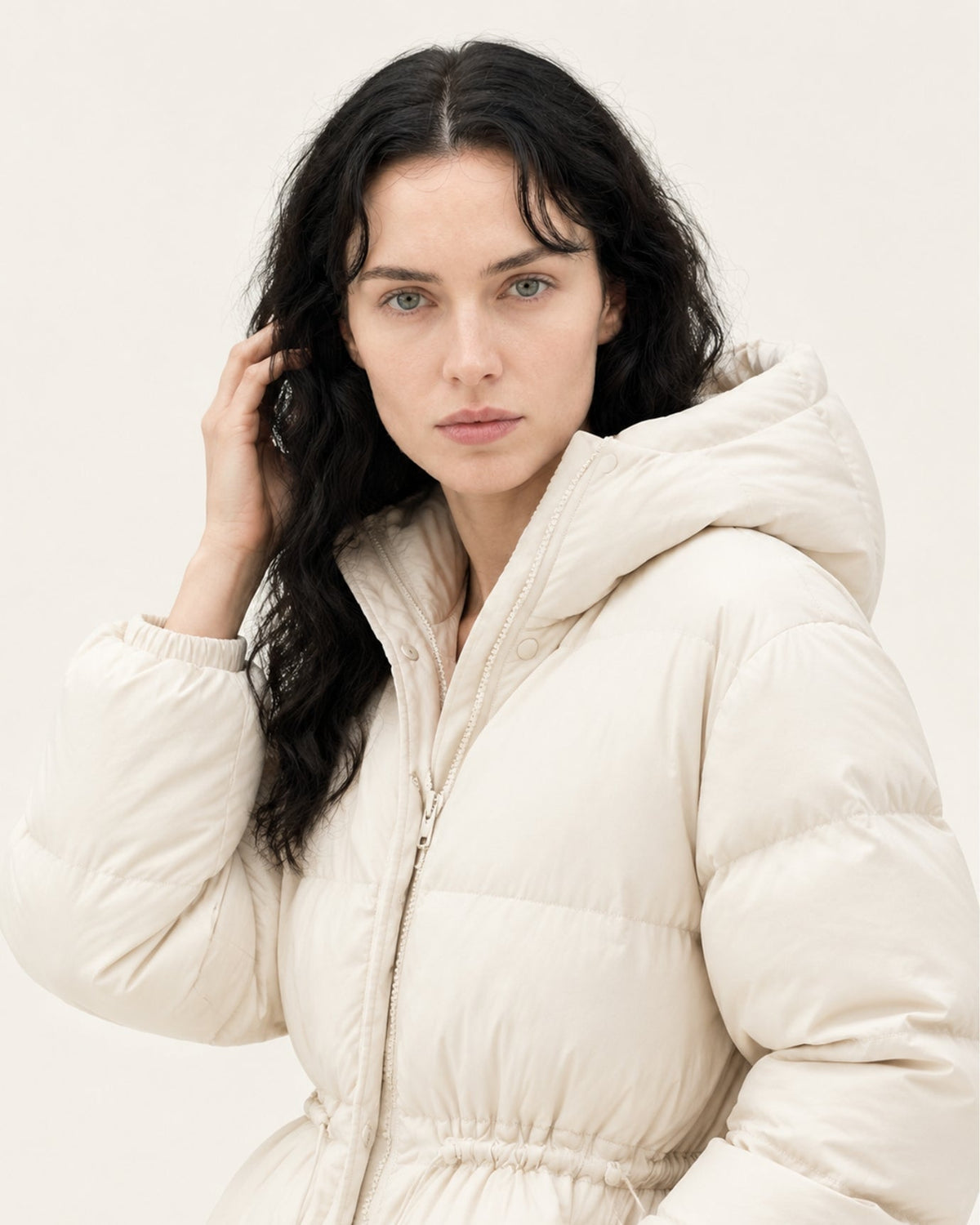 New York Mid-Length Hooded Goose Down Puffer Jacket with Fleece Lining – view 10