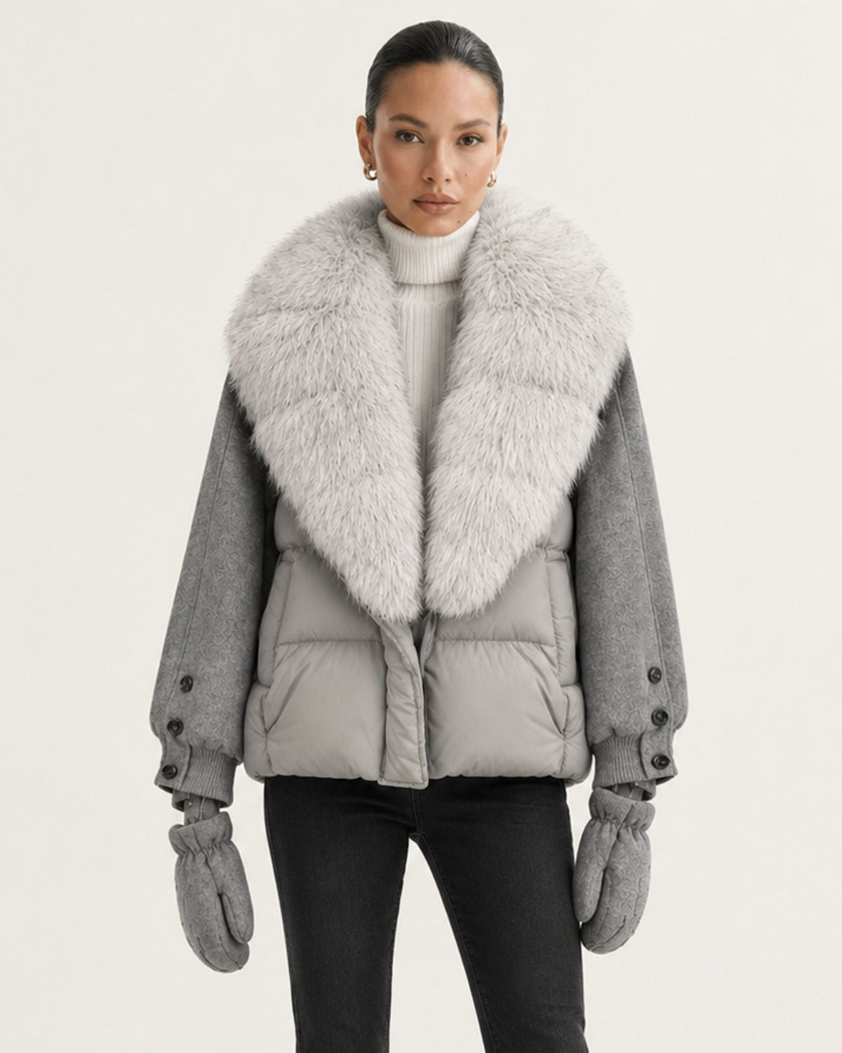 NY Quilted Duck Down Puffer Jacket with Detachable Collar – view 23