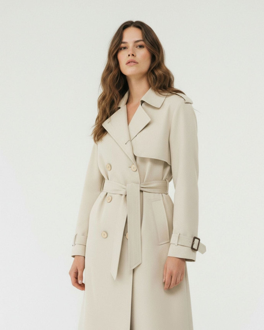 Double-Breasted Belted Water-Resistant Trench Coat