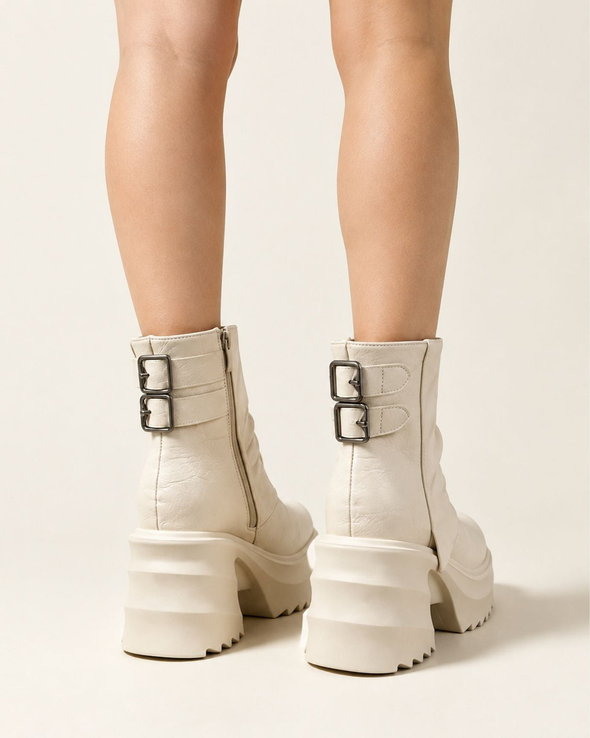 Lace-Up Combat Boots with 9cm Platform Block Heel – view 3