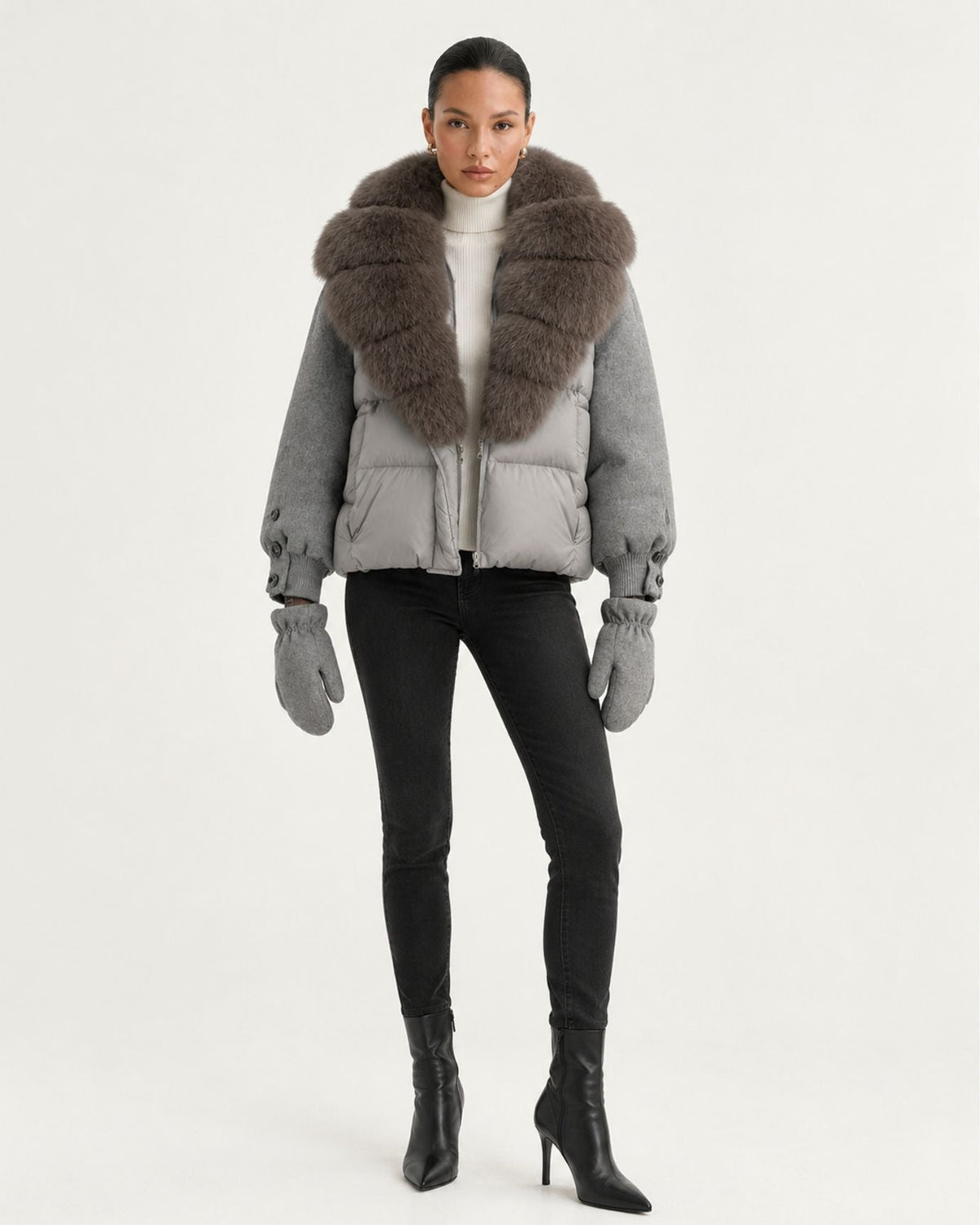 NY Quilted Duck Down Puffer Jacket with Detachable Collar – view 25