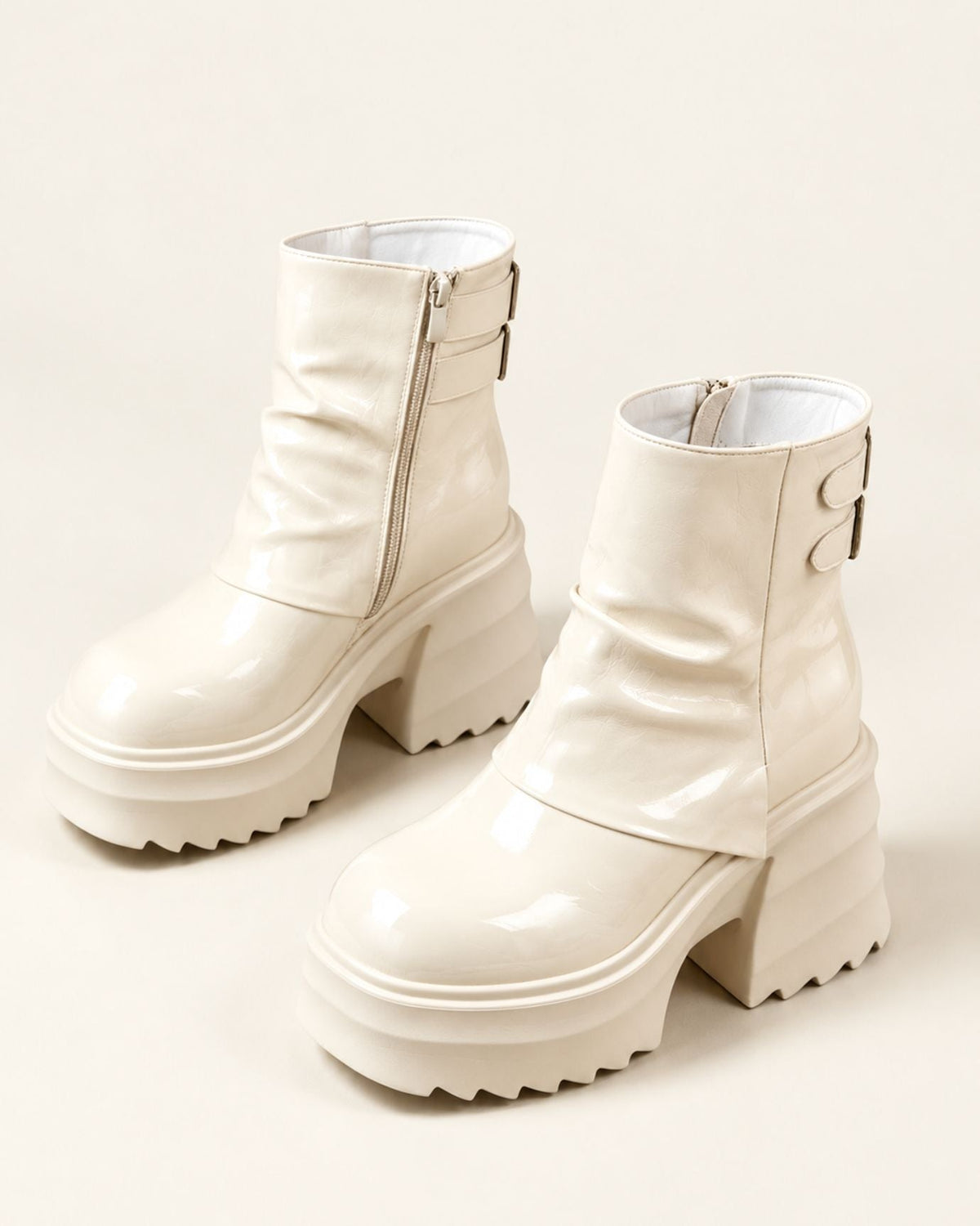Lace-Up Combat Boots with 9cm Platform Block Heel – view 5