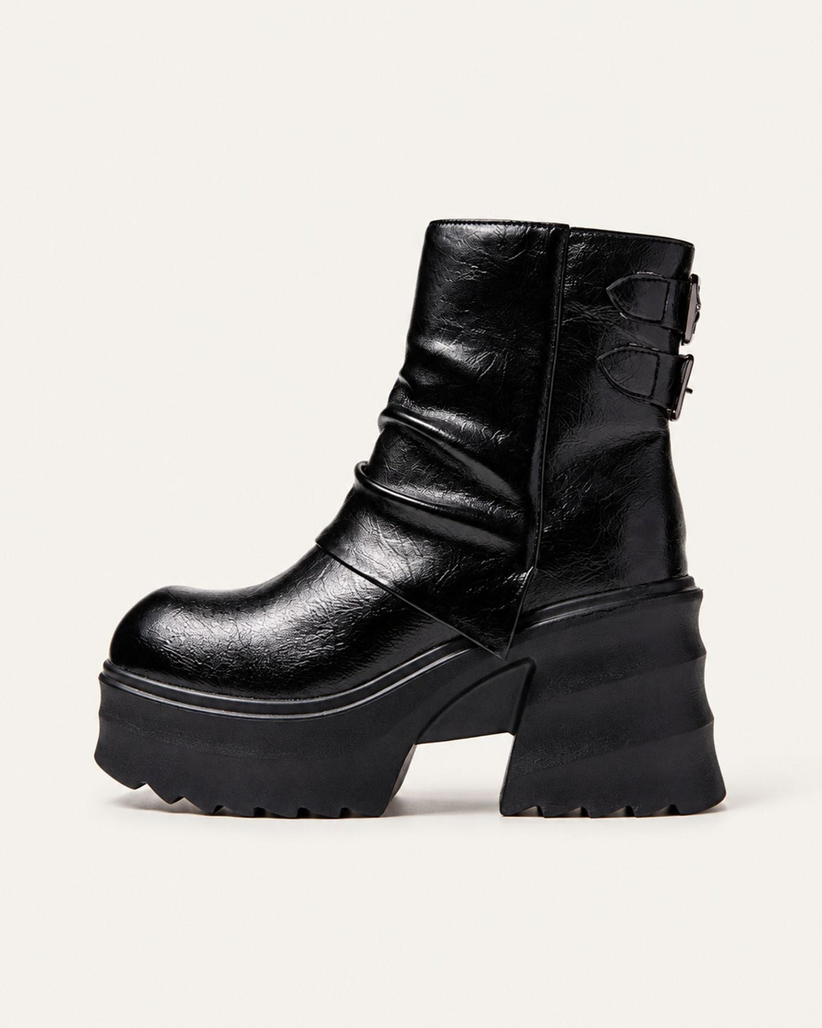 Lace-Up Combat Boots with 9cm Platform Block Heel – view 6