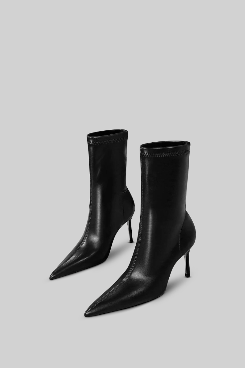 Stiletto Ankle Boots with 7.5cm Heel and 19cm Shaft – Black – view 3