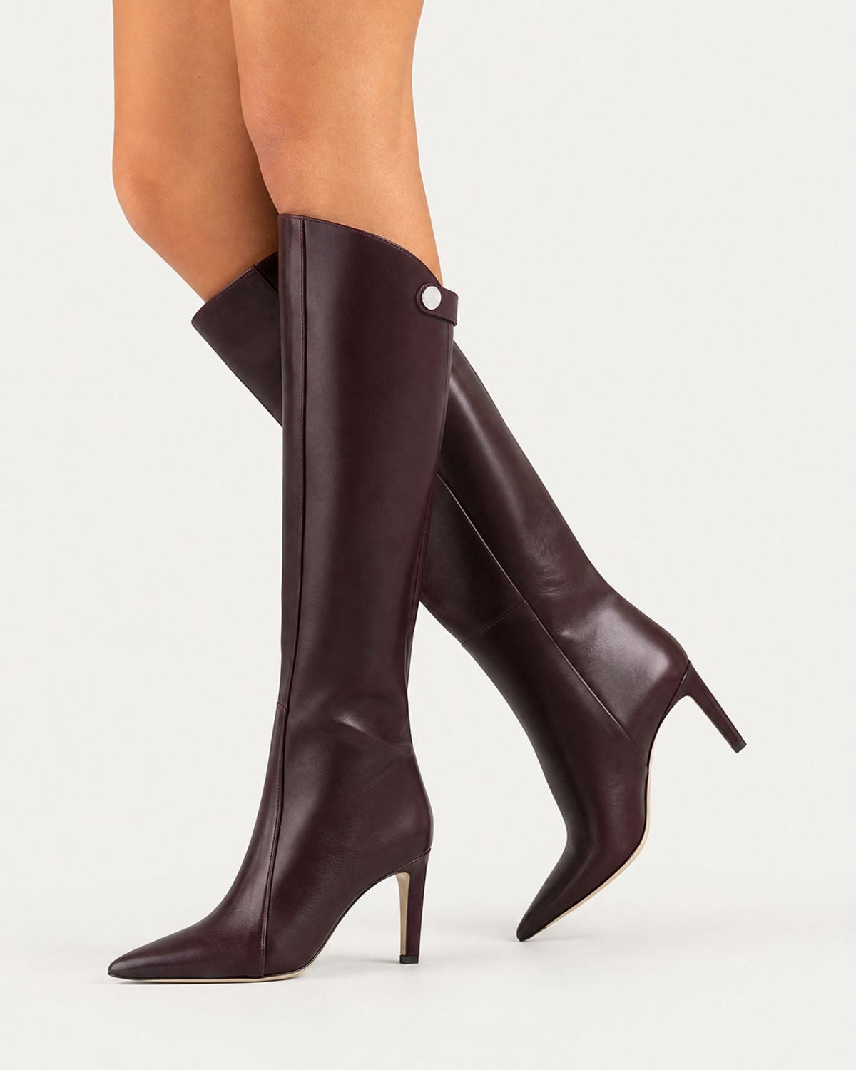 Pointed Toe Straight Shaft High Heel Boots with Leather Lining – view 12