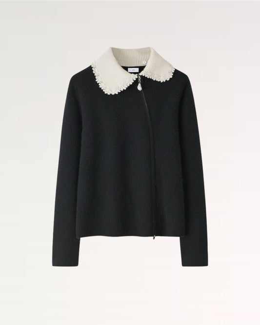 Pure Cashmere Knitted Jacket with Baroque Pearl Embellishment