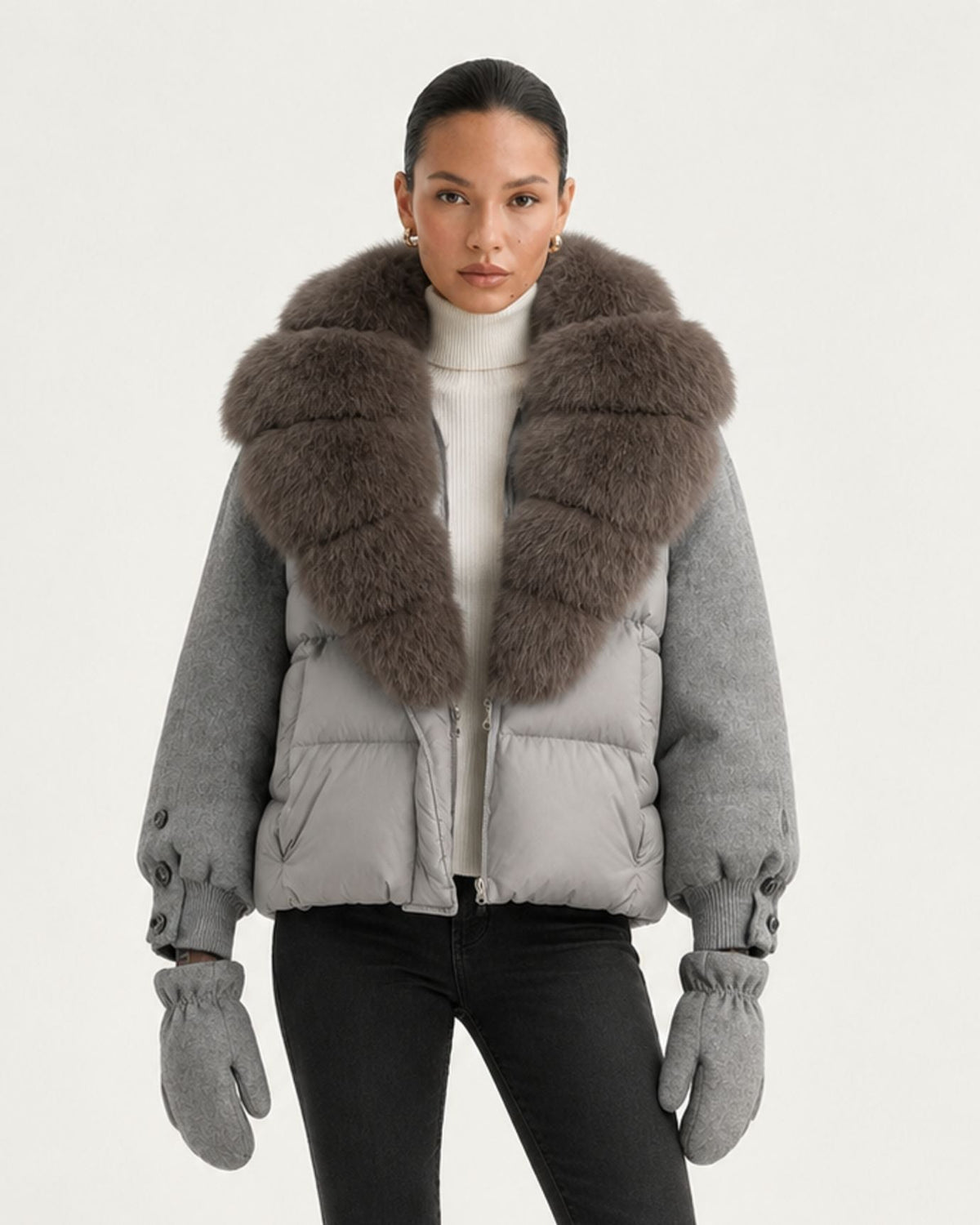 NY Quilted Duck Down Puffer Jacket with Detachable Collar – view 27