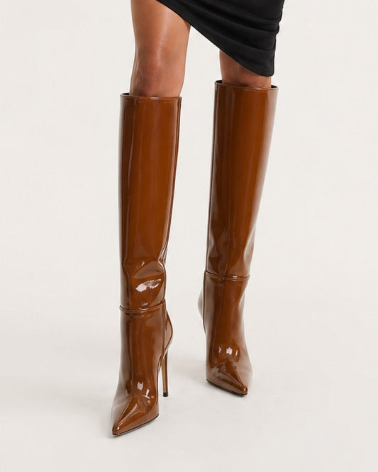 Divina Patent Finish Straight Shaft Boots with 10cm Heel – view 2