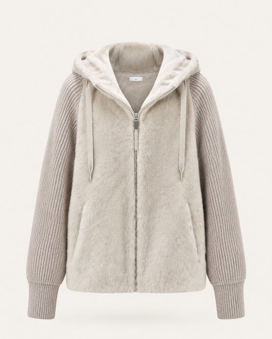 Heavyweight Hooded Textured Knit Down Coat