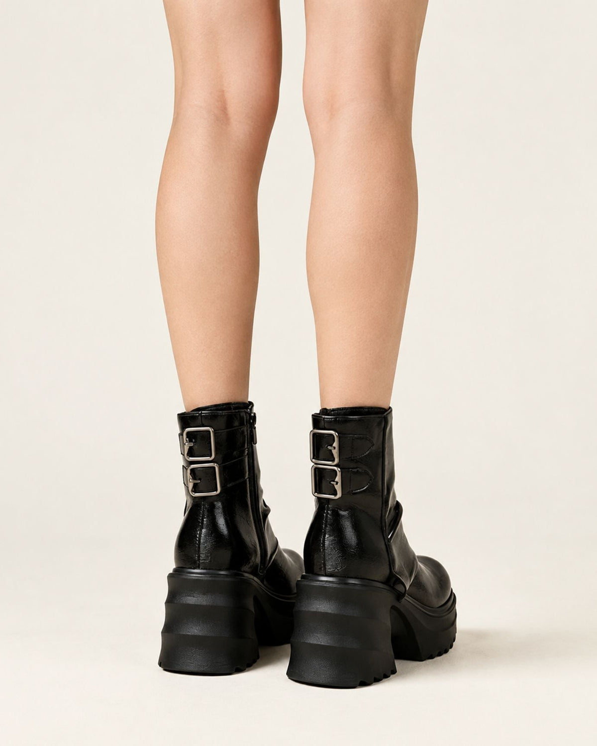 Lace-Up Combat Boots with 9cm Platform Block Heel – view 9
