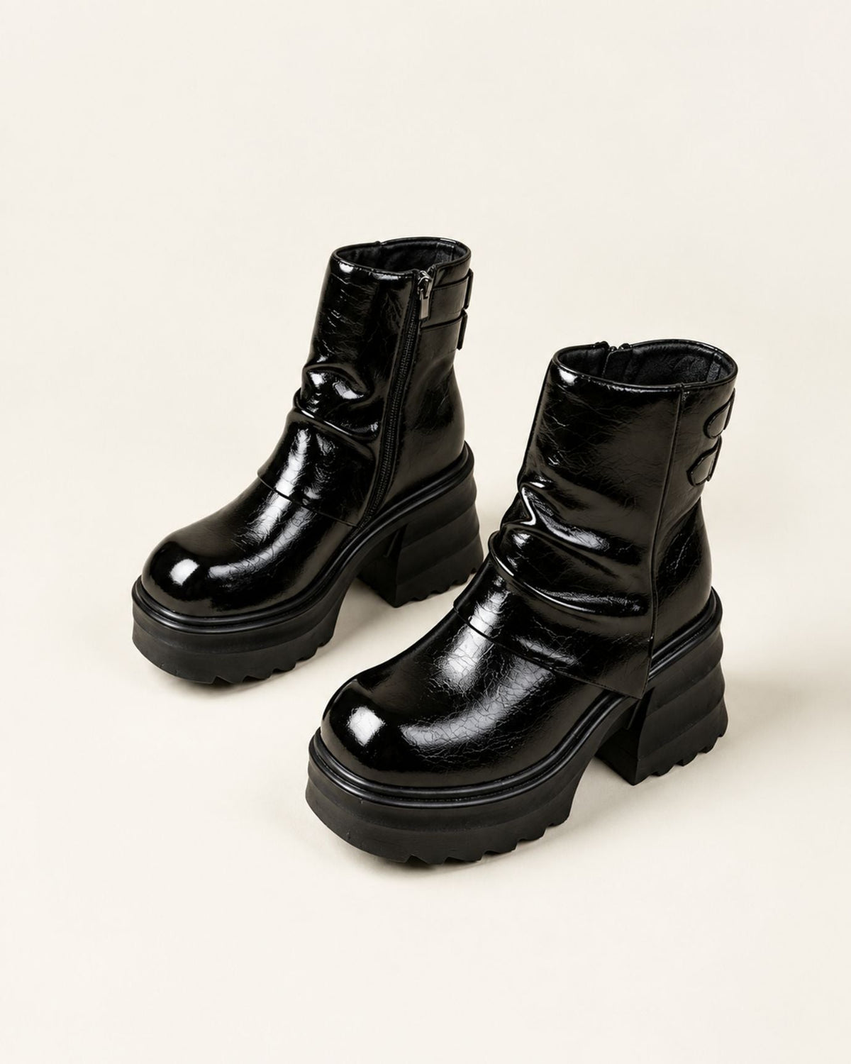 Lace-Up Combat Boots with 9cm Platform Block Heel – view 10