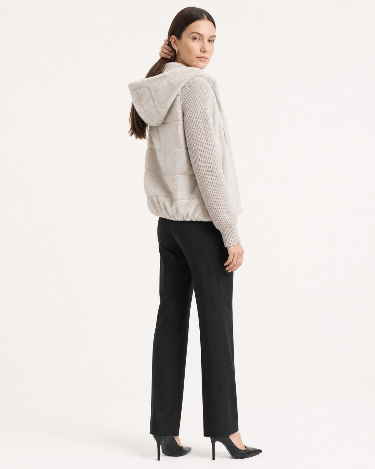 Heavyweight Hooded Textured Knit Down Coat – view 4