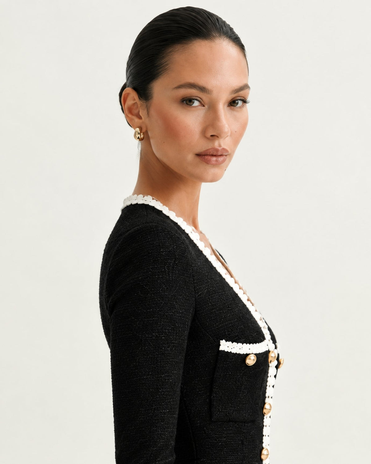 Georgina Long Sleeve Cut-Out Ruffle Viscose Midi Dress – view 4