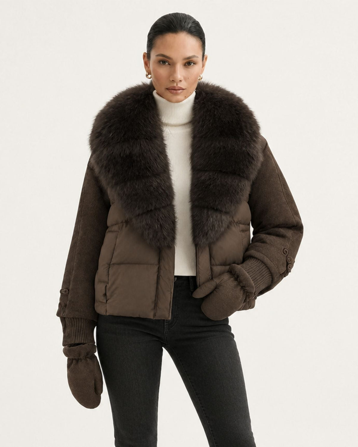 NY Quilted Duck Down Puffer Jacket with Detachable Collar – view 2