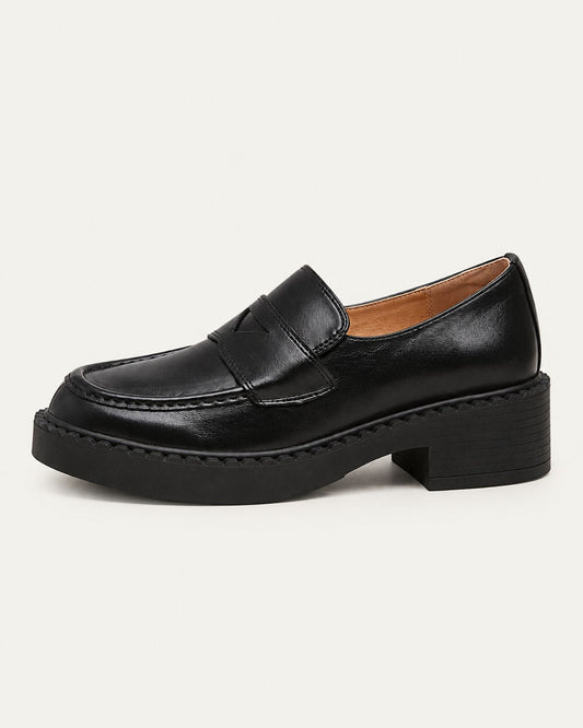 Zira Retro Leather Lug Sole Loafers with Cushioned Insole