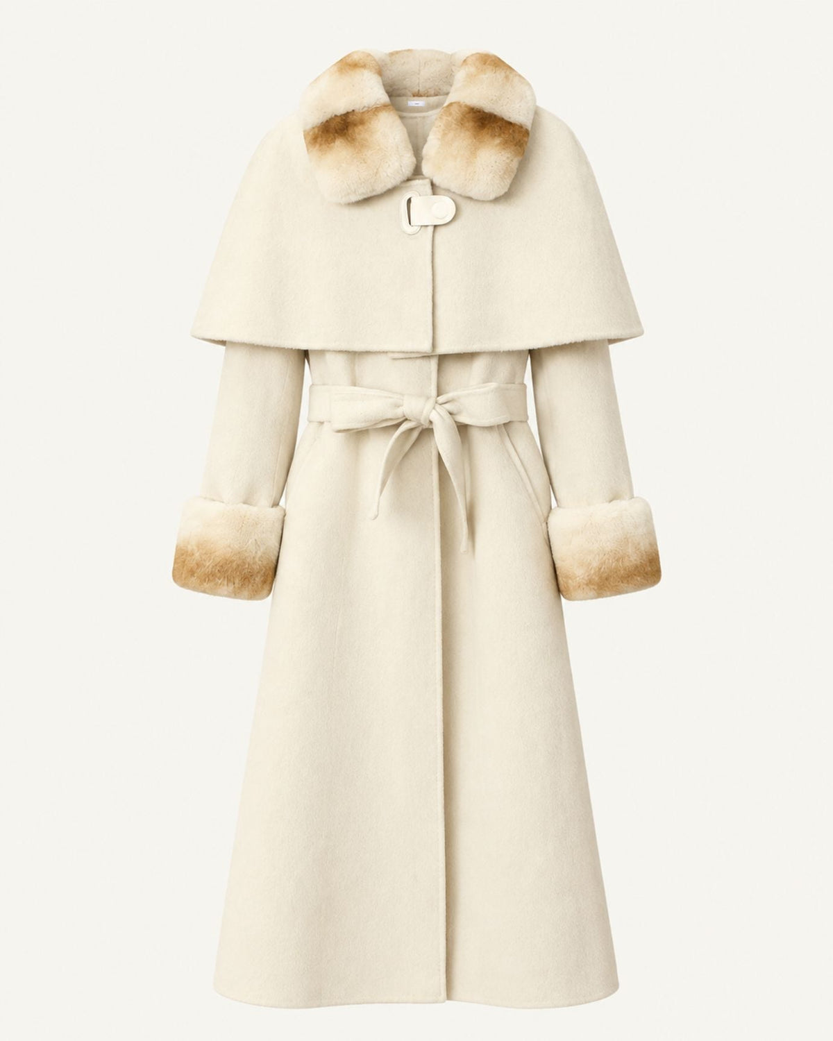 Long Double-Faced Wool Cape Coat