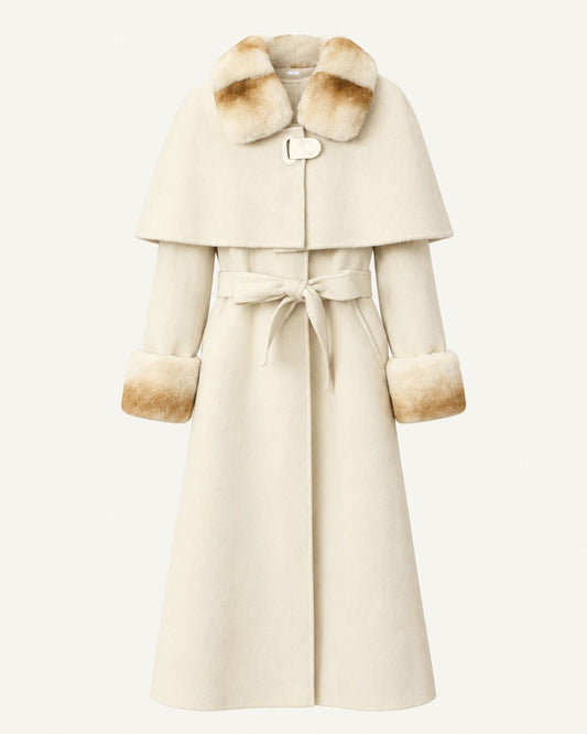 Long Double-Faced Wool Cape Coat