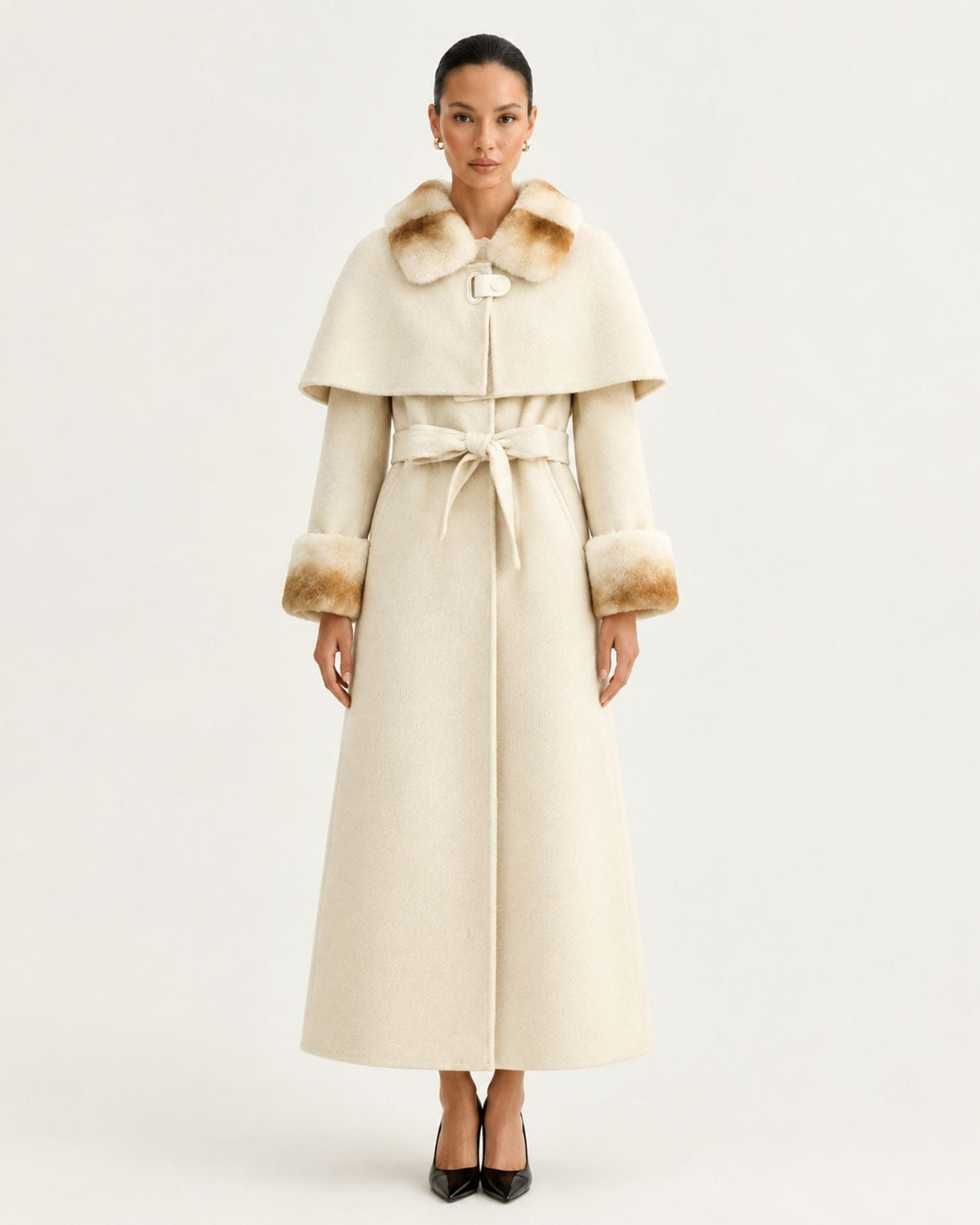 Long Double-Faced Wool Cape Coat – view 2