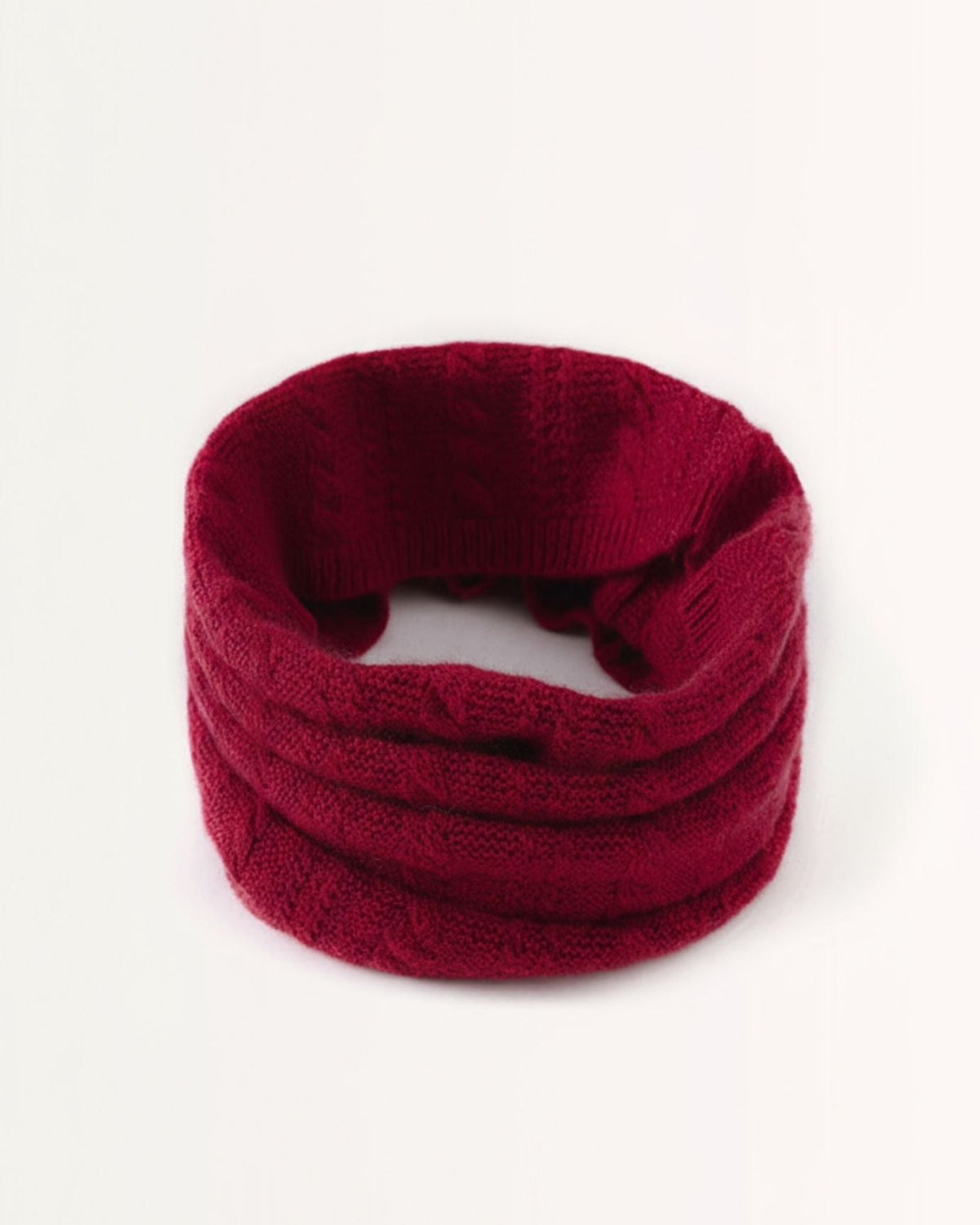 Cable Knit Pure Cashmere Neck Scarf with Thick Collar – view 3