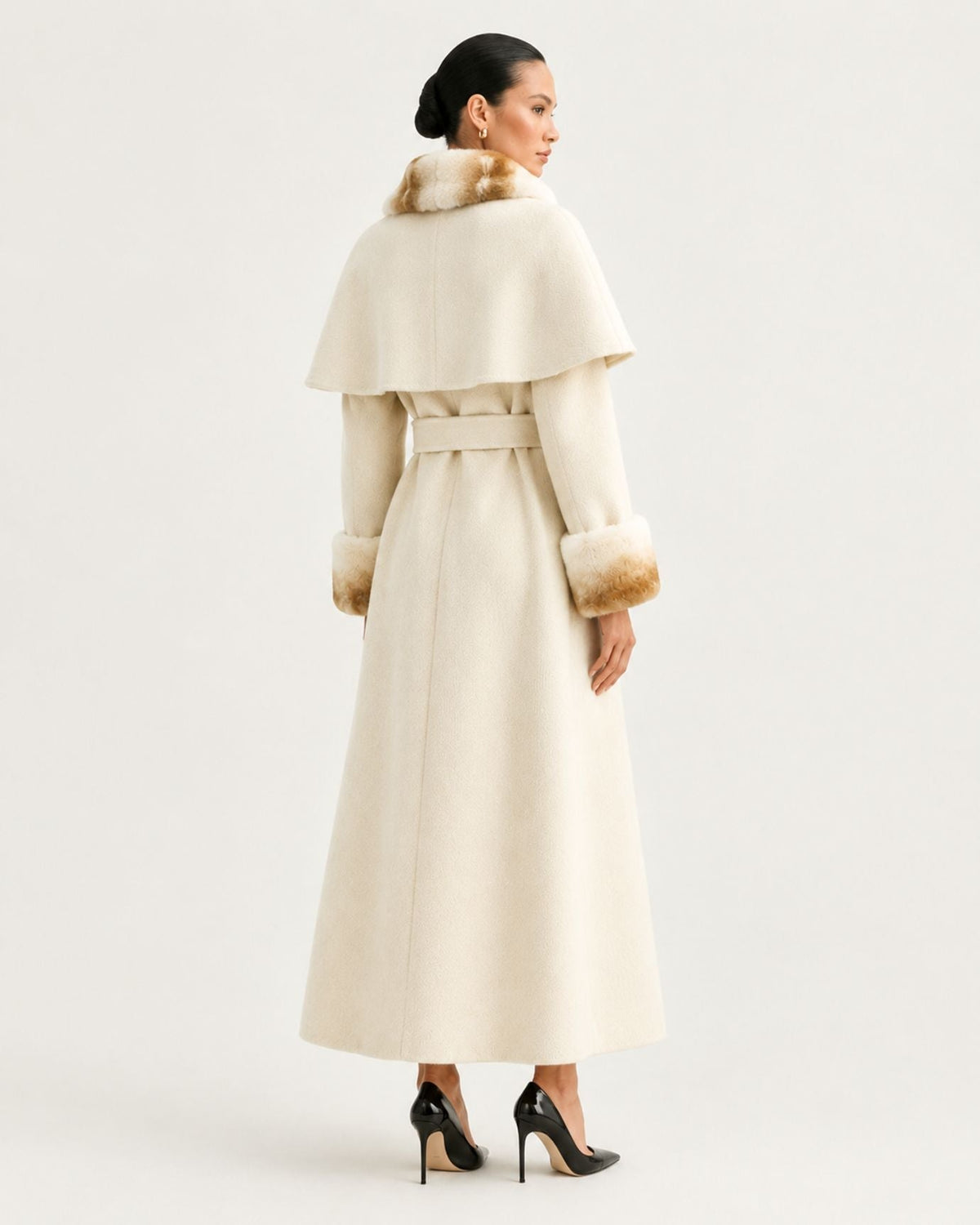 Long Double-Faced Wool Cape Coat – view 3