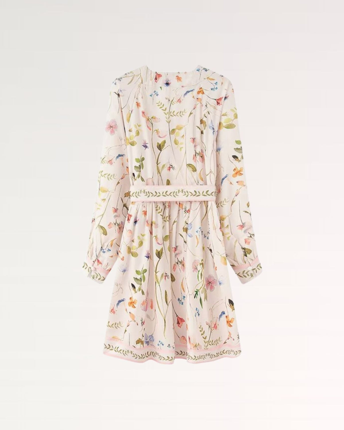 Frenchie Puff Sleeve Cinched Waist Pleated Midi Dress – Floral Print